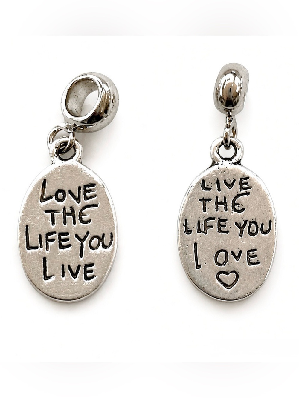 Silver Double Sided Love the Life You Live Charm Pandora Style New